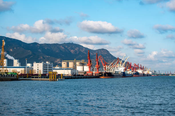 istock Logistics tower crane of Lianyungang container terminal 1273336742