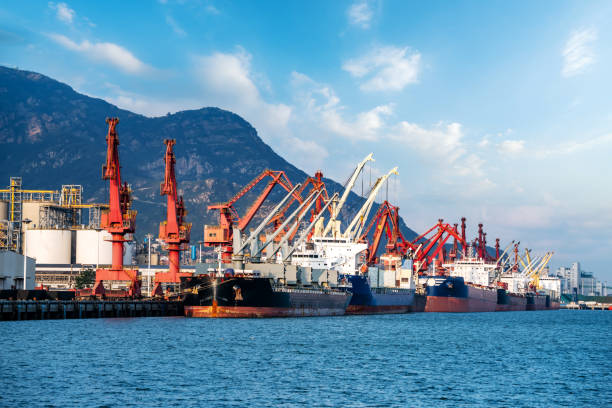 istock Logistics tower crane of Lianyungang container terminal 1273336836