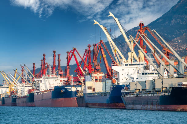 istock Logistics tower crane of Lianyungang container terminal 1273336840