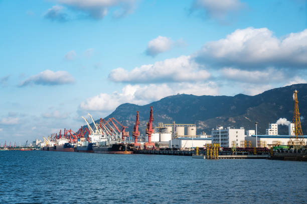 istock Logistics tower crane of Lianyungang container terminal 1273336841