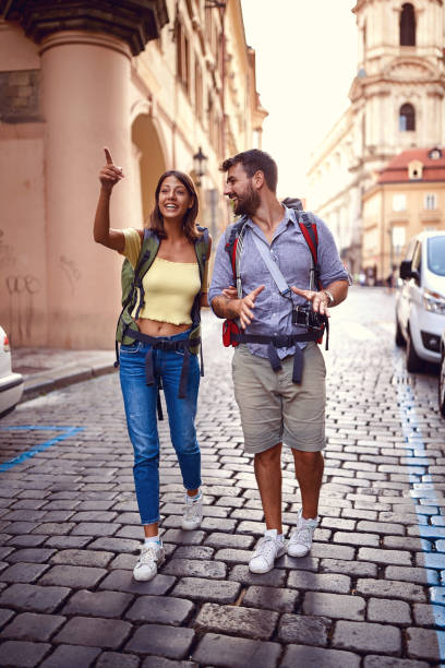 istock Young backpackers couple in a sightseeing 1273336852