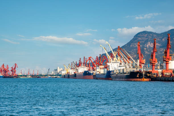 istock Logistics tower crane of Lianyungang container terminal 1273336922