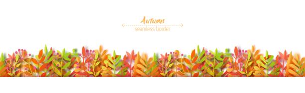 istock Autumn leaves seamless border in paper cut style. Vector illustration 1273340797