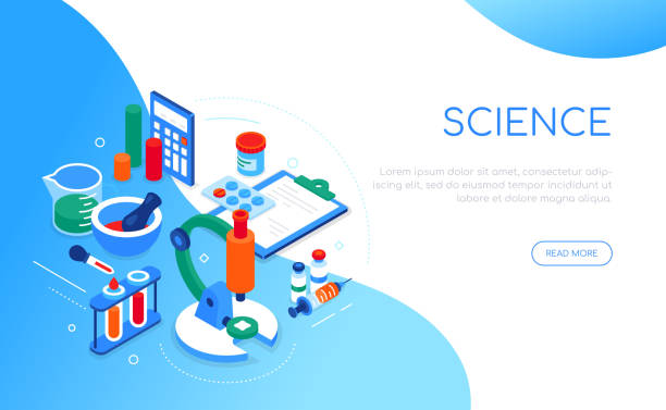 ilustrações, clipart, desenhos animados e ícones de ciência e medicina - moderna bandeira isométrica colorida - chemistry white petri dish design