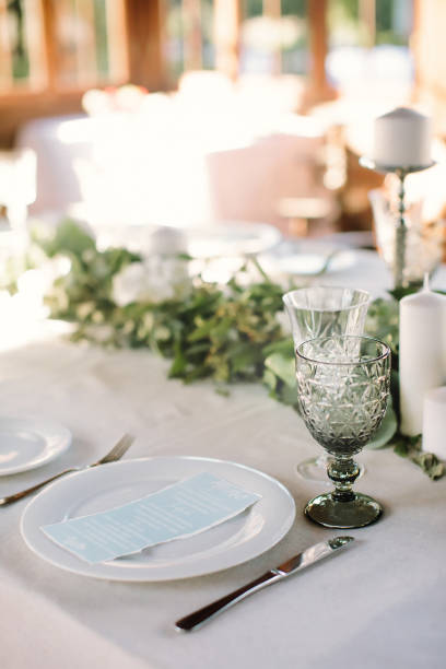 istock Festive table setting for birthday or wedding in style of rustic, boho. Decor in natural colors. Selective focus. 1273341072