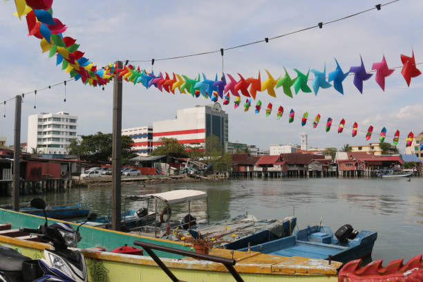 istock Colorful wind chime flags at the harbor from Georgetown 1273341147