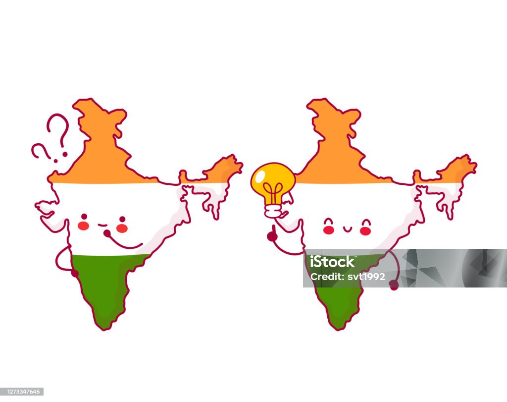 Cute Happy And Sad Funny India Map And Flag Stock Illustration - Download  Image Now - Advice, Choice, Choosing - iStock