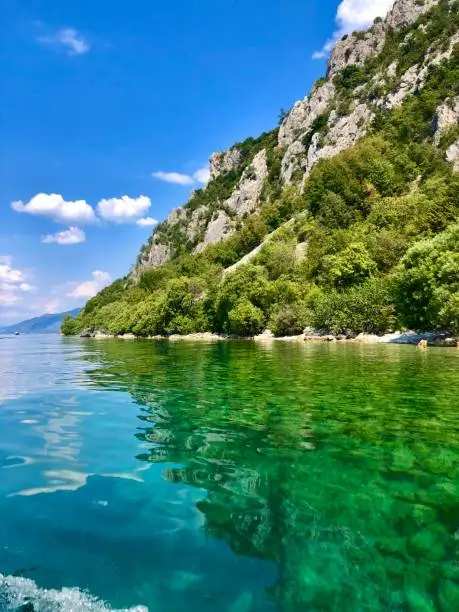 Ohrid lake-straddles the mountainous border between  Macedonia and eastern Albania.One of Europe's deepest and oldest lakes, with a unique aquatic ecosystem of worldwide importance