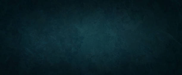 old blue green background texture with black vignette in old vintage textured border design, dark elegant teal color wall with light spotlight center
