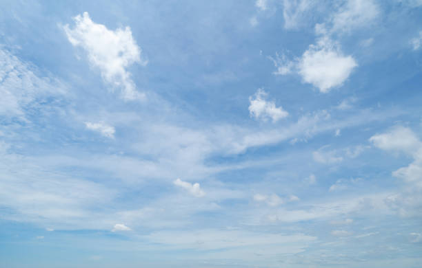 istock Clear blue sky with white fluffy clouds at noon. Day time. Abstract nature landscape background. 1273352708
