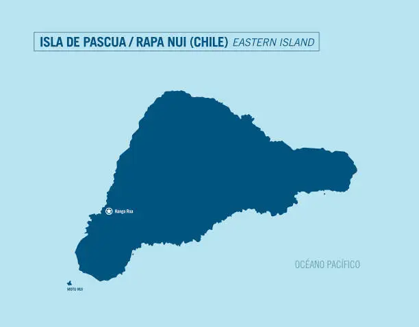 Vector illustration of Eastern Island. Rapa Nui. Isla de Pascua. Chile. Detailed illustration.