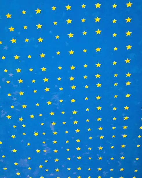 Yellow Stars painted on blue ceiling. Stock Image