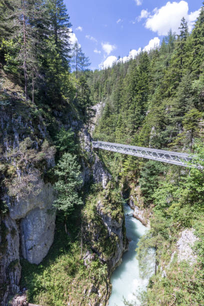 istock Impressive Leutasch gorge, sky walk suspended bridge river and waterfalls 1273355680