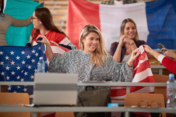 istock Students posing with the flags of their countries 1273355840