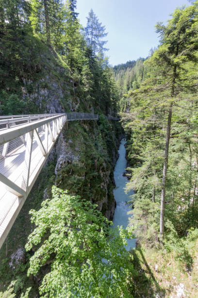 istock Impressive Leutasch gorge, sky walk suspended bridge river and waterfalls 1273355855
