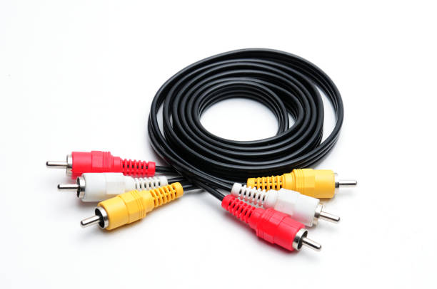 istock Analog audio video cable of RCA standard on white background 1273358141