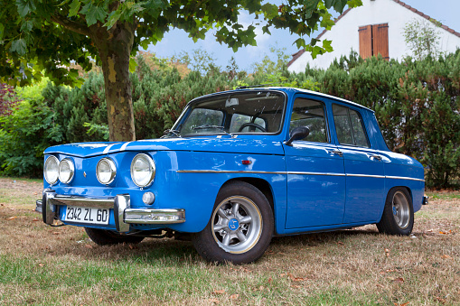 Lamorlaye, France - September 06 2020: The Renault 8 Gordini 1300 was prepared by Amédée Gordini in 1964.