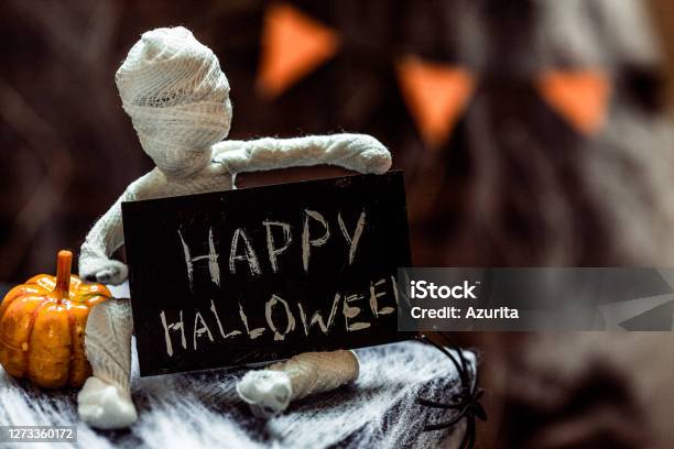 Cute Funny Mummy Halloween Decoration Stock Photo - Download Image Now - Art, Autumn, Celebration