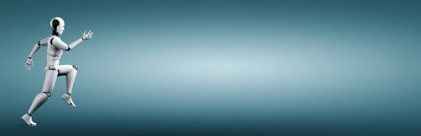 istock Running robot humanoid showing fast movement and vital energy 1273360336