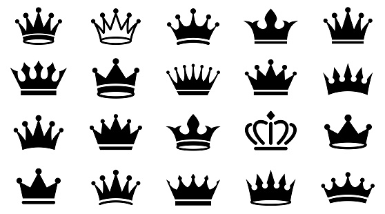 Crown icon set. Crown sign collection. Vector illustration