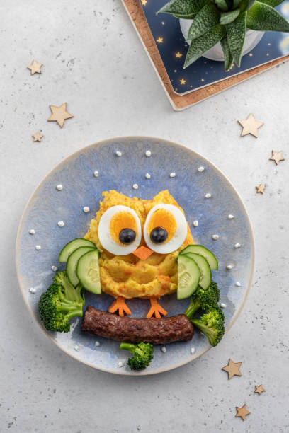istock Funny owl mashed potato carrot vegetable puree 1273360638