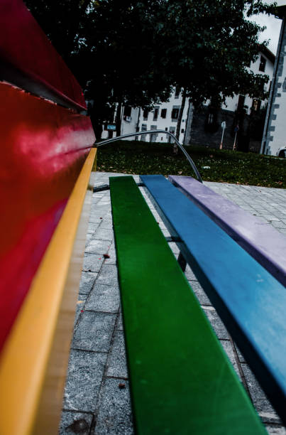 istock Park bench with lgtb colors. 1273362687