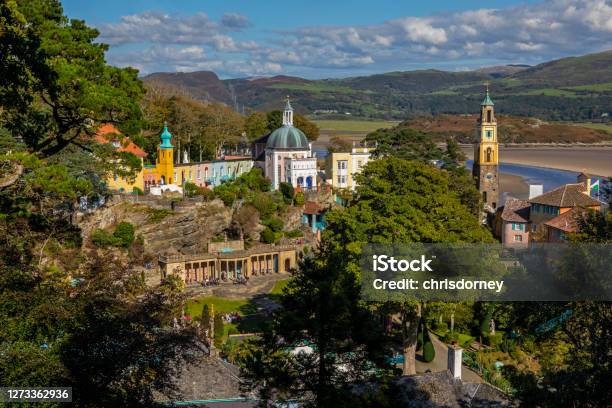 Portmeirion In North Wales Uk Stock Photo - Download Image Now - Portmeirion, Gwynedd, Village