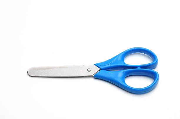 istock Blue baby scissors on a white background 1273363004