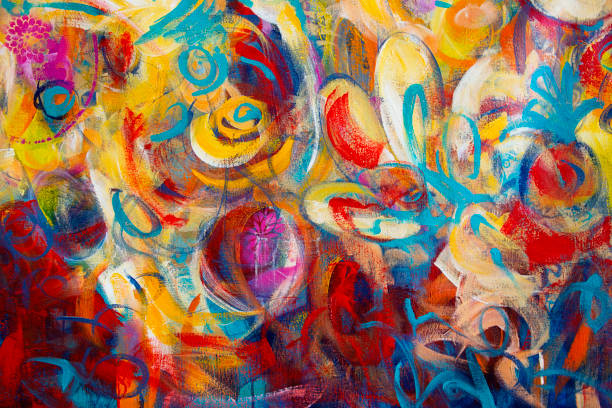 nowoczesne tło sztuki twórczej - vibrant color red abstract acrylic painting zdjęcia i obrazy z banku zdjęć