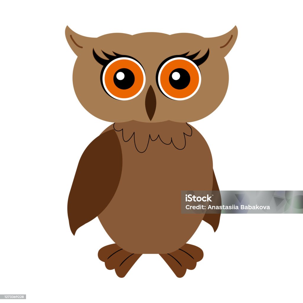 Colorful Filin Owl Bird Cartoon Outlined Vector Illustration Flat Style  Stock Illustration - Download Image Now - iStock