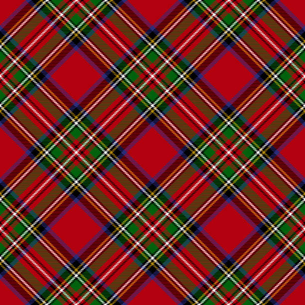 королевский стюарт современный тартан бесшовные шаблон - plaid checked scotland scottish culture stock illustrations