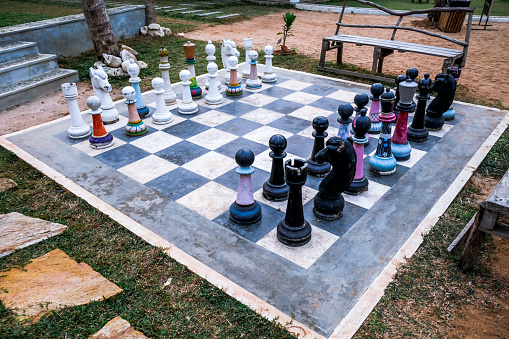 Giant chess board outside in Sri Lanka near Mirissa beach and Coconut Tree Hill.