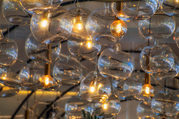 istock Burning and non-burning lamps in round ceilings 1273375039