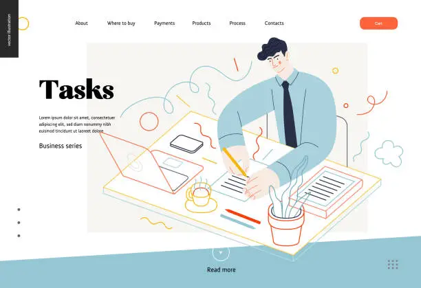 Vector illustration of Business topics - tasks, web template