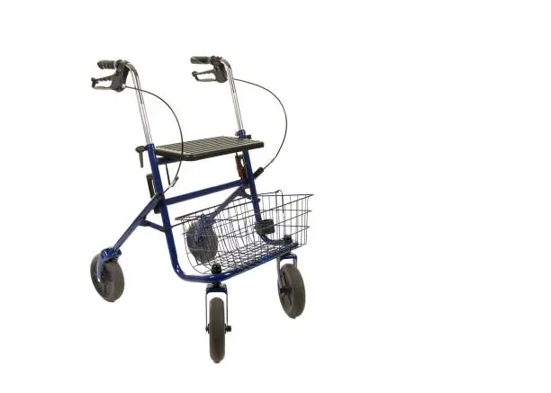 A walker with wheels isolated on a white background