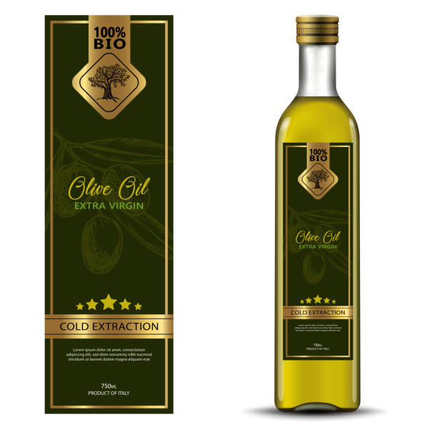 kolekcja etykiet oliwy z oliwek. ręcznie rysowane szablony ilustracji wektorowych do pakowania oliwy z oliwek - olive oil bottle olive cooking oil stock illustrations