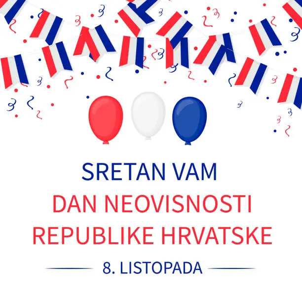 Vector illustration of Happy Croatia Independence Day on October 8 inscription in Croatian language. Vector template for typography poster, banner, flyer, greeting card, etc