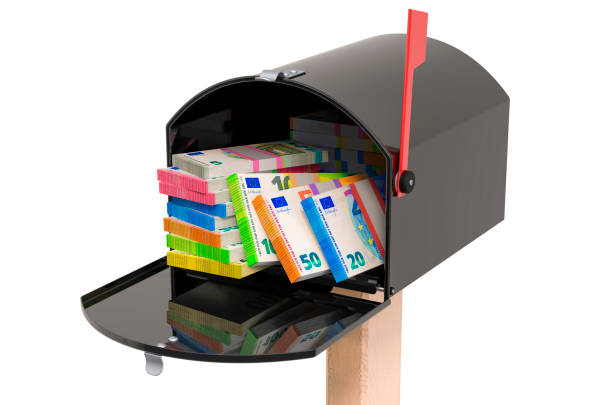istock Mailbox with euro packs. 3D rendering isolated on white background 1273387001