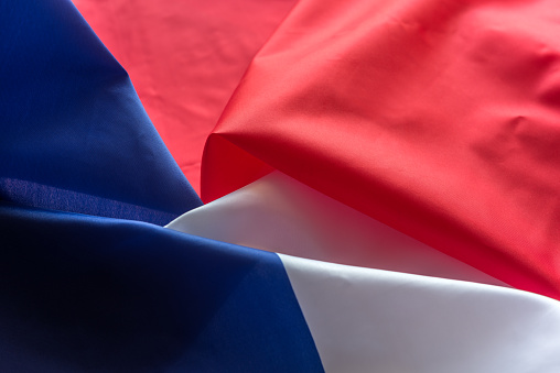 Close-up of the flag of France, to use as a background in your presentations.