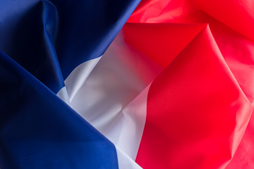 Close-up of the flag of France, to use as a background in your presentations.