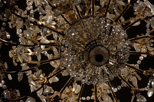 Crystal chandelier, view from below, detail, lighting, glass