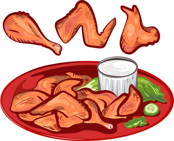 Deep Fried Chicken Wings With Sause Cucumber And Salad Stock Illustration - Download Image Now - iStock Deep Fried Chicken Wings With Sause Cucumber And Salad Stock Illustration - Download Image Now - iStock
