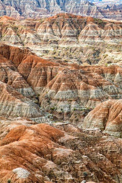 The beautiful detail of the rock formations within the Badlands National Park located near Rapid City, South Dakota.
