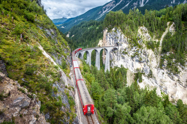 istock Train runs on Landwasser Viaduct, Filisur, Switzerland 1273399611