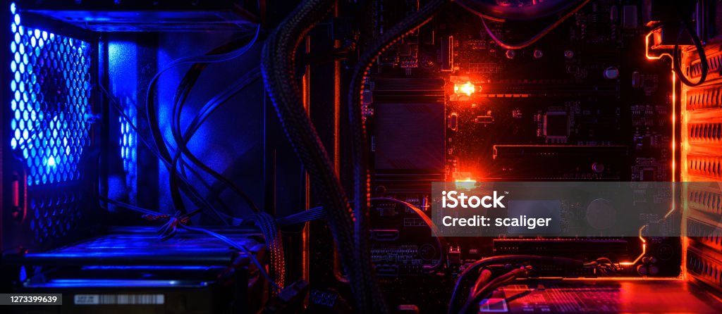 Pc Inside Led Computer With Circuit Board And Internal Led Rgb Lights Hardware Inside ...