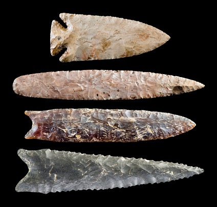 Real American Indian arrowheads made around 10,000 BC.