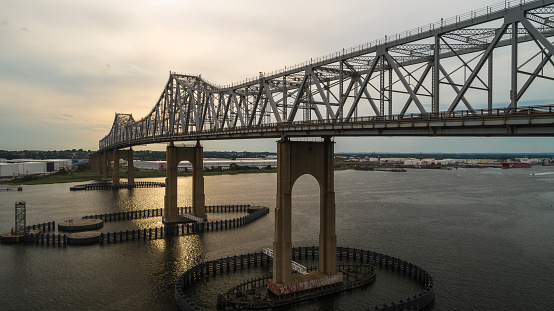 Outerbridge Crossing bridge over Arthur Kill tidal strait between Staten Island, New York State, and New Jersey.