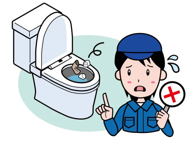 Vector illustration of Don't throw trash in the Western style toilet