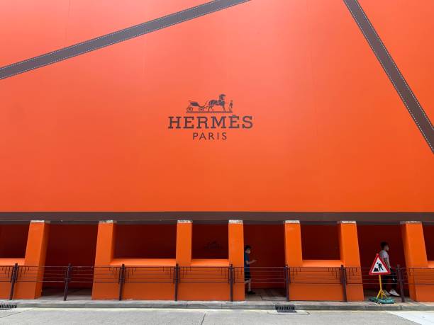 Hermes paris under construction on the street of kowloon stock photo