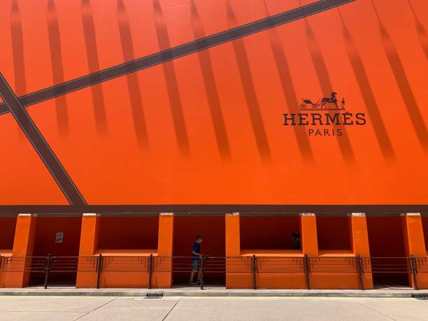 Hermes paris under construction on the street of kowloon stock photo